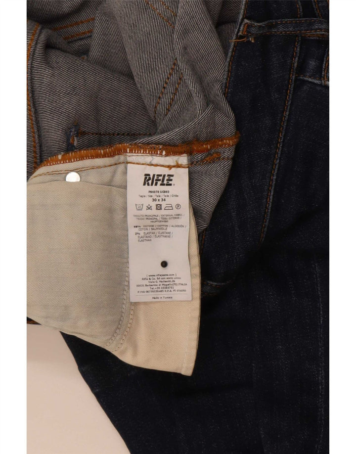 Rifle feminino queimado jeans W30 L29 algodão azul marinho