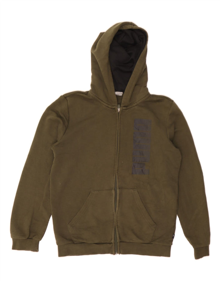 PUMA Boys Graphic Zip Hoodie Sweater 13-14 Years Green Vintage Puma and Second-Hand Puma from Messina Hembry 