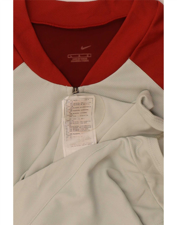Camiseta masculina Nike com zíper e gola alta em poliéster cinza grande