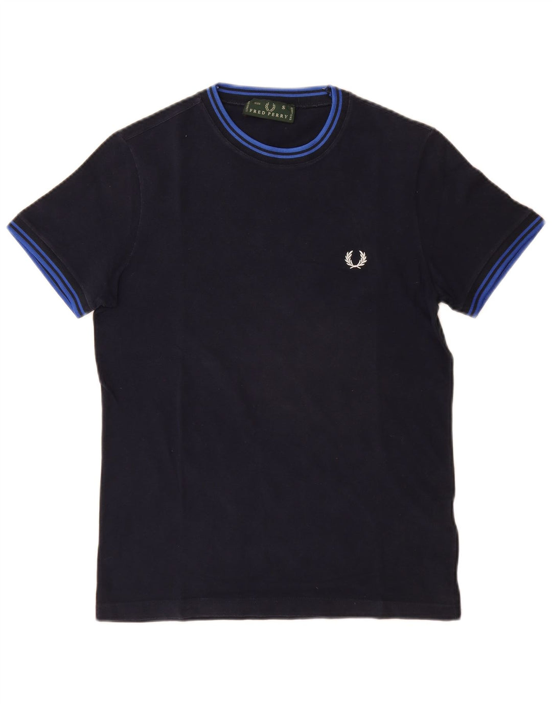 Camiseta masculina FRED PERRY top pequeno algodão azul marinho