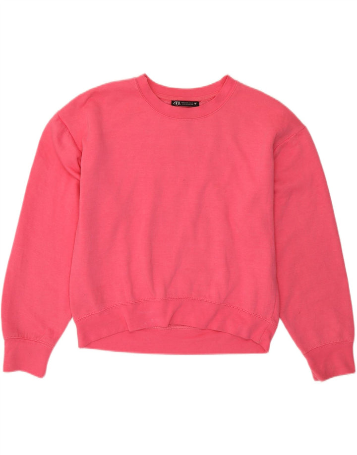 Zara Womens Oversized Sweatshirt Jumper UK 10 Pequeno Poliéster Rosa