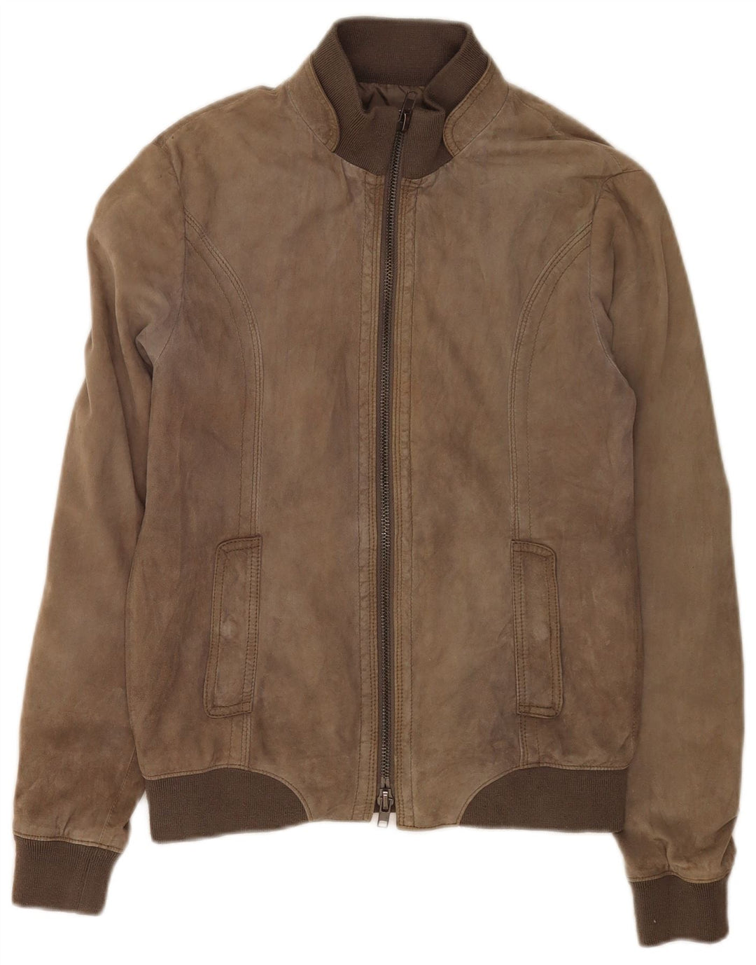 Zen Mens Bomber Jaqueta de Couro IT 48 Couro Marrom Médio