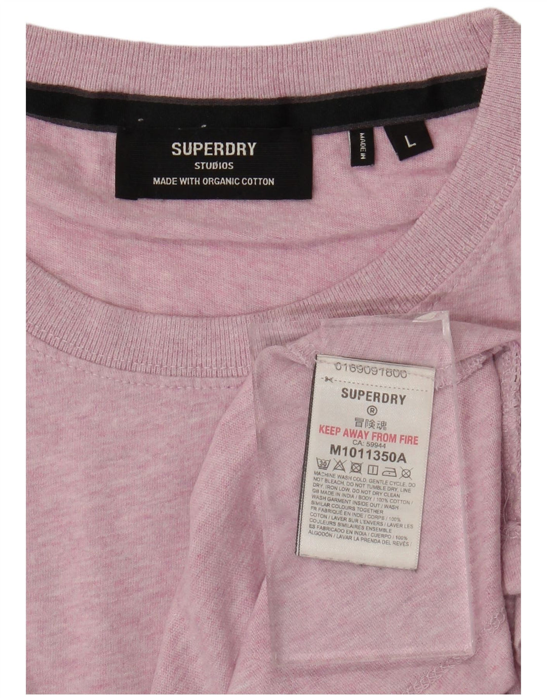 Camiseta masculina SUPERDRY grande algodão manchado rosa
