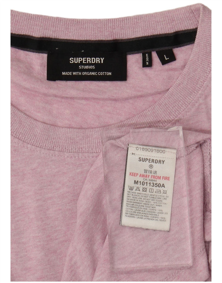 Camiseta masculina SUPERDRY grande algodão manchado rosa