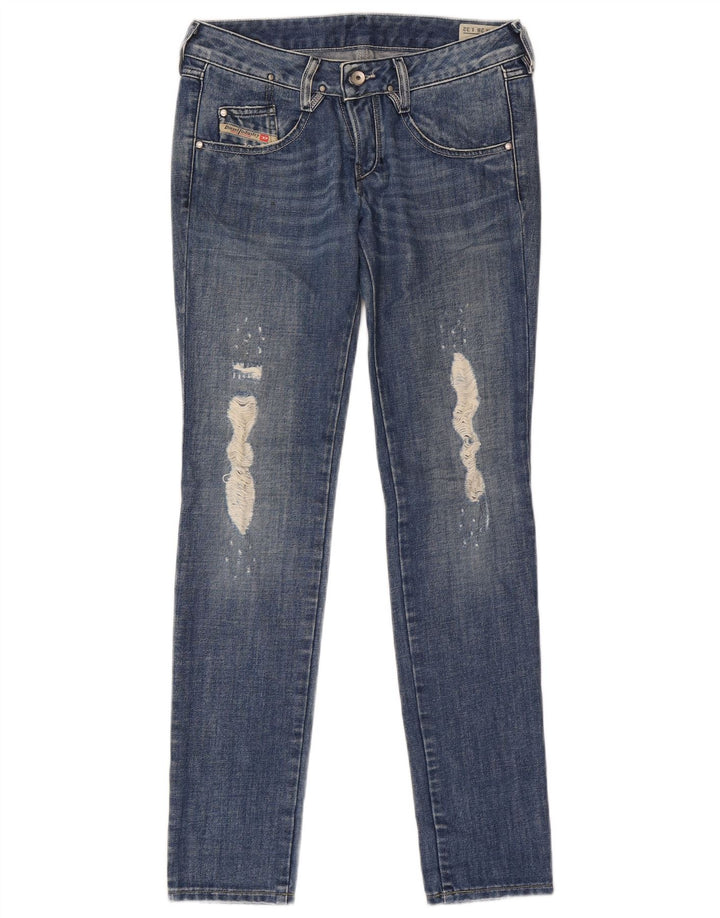 Jeans feminino diesel desgastado slim W28 L32 algodão azul