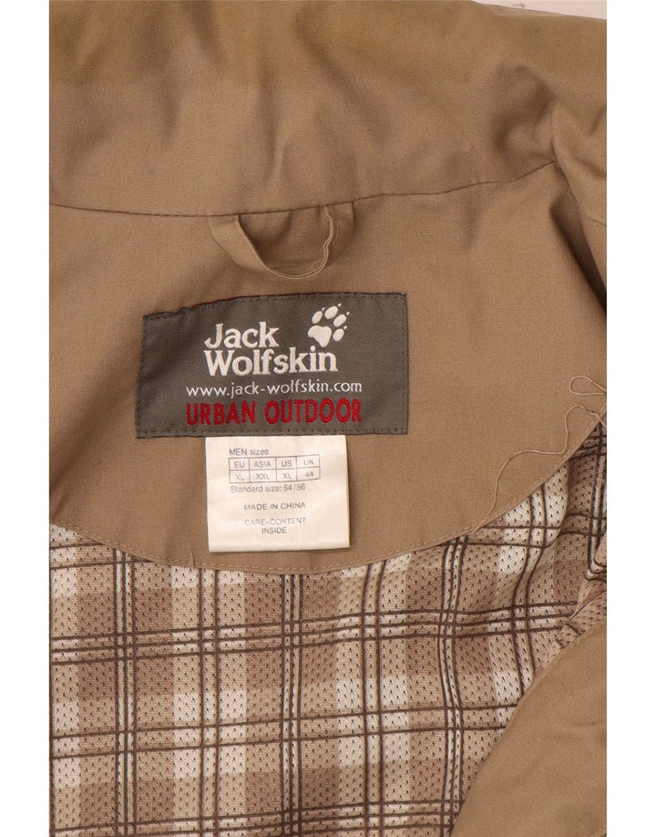 Jaqueta utilitária masculina com capuz Jack Wolfskin UK 44 XL poliéster bege