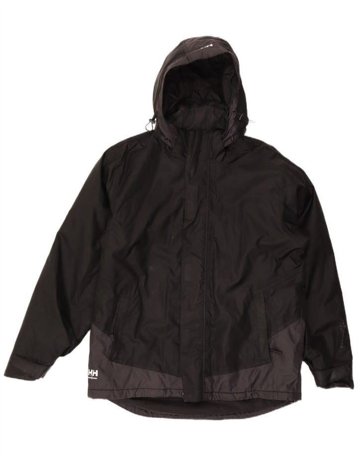 Jaqueta corta-vento masculina Helly Hansen com capuz UK 40 grande bloco colorido preto