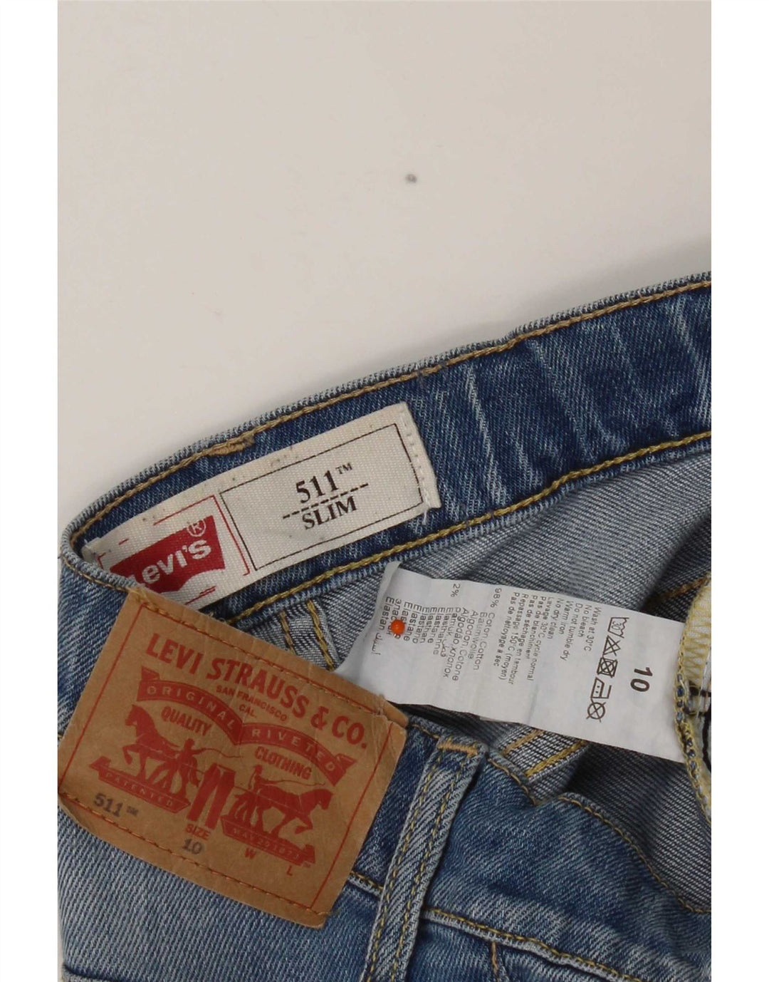 Shorts jeans Levi's Boys 511 Slim 9-10 anos W24 azul algodão