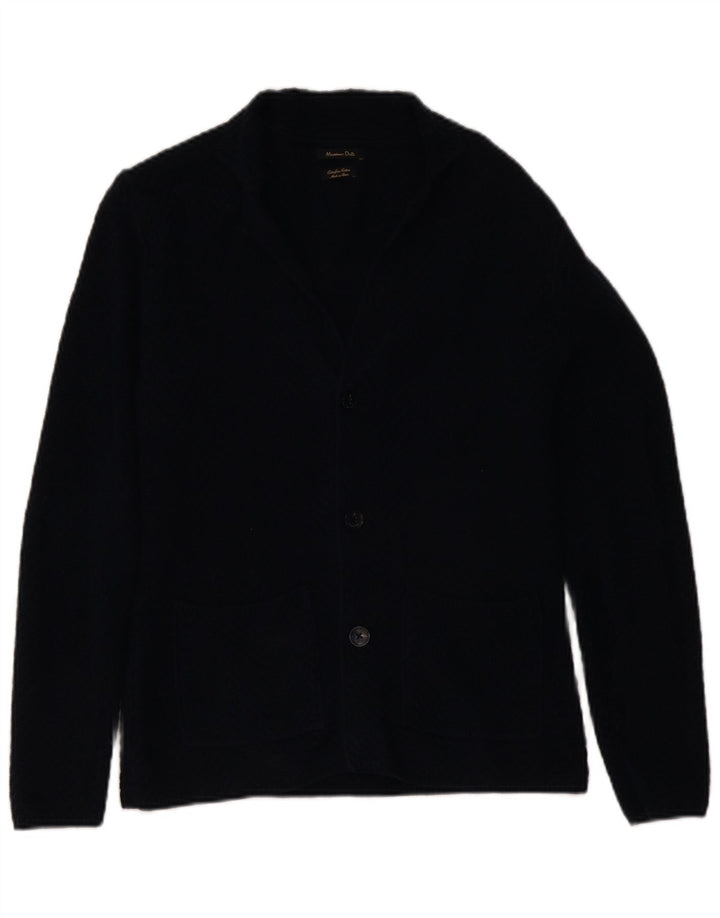 Suéter cardigã masculino Massimo Dutti médio algodão azul marinho