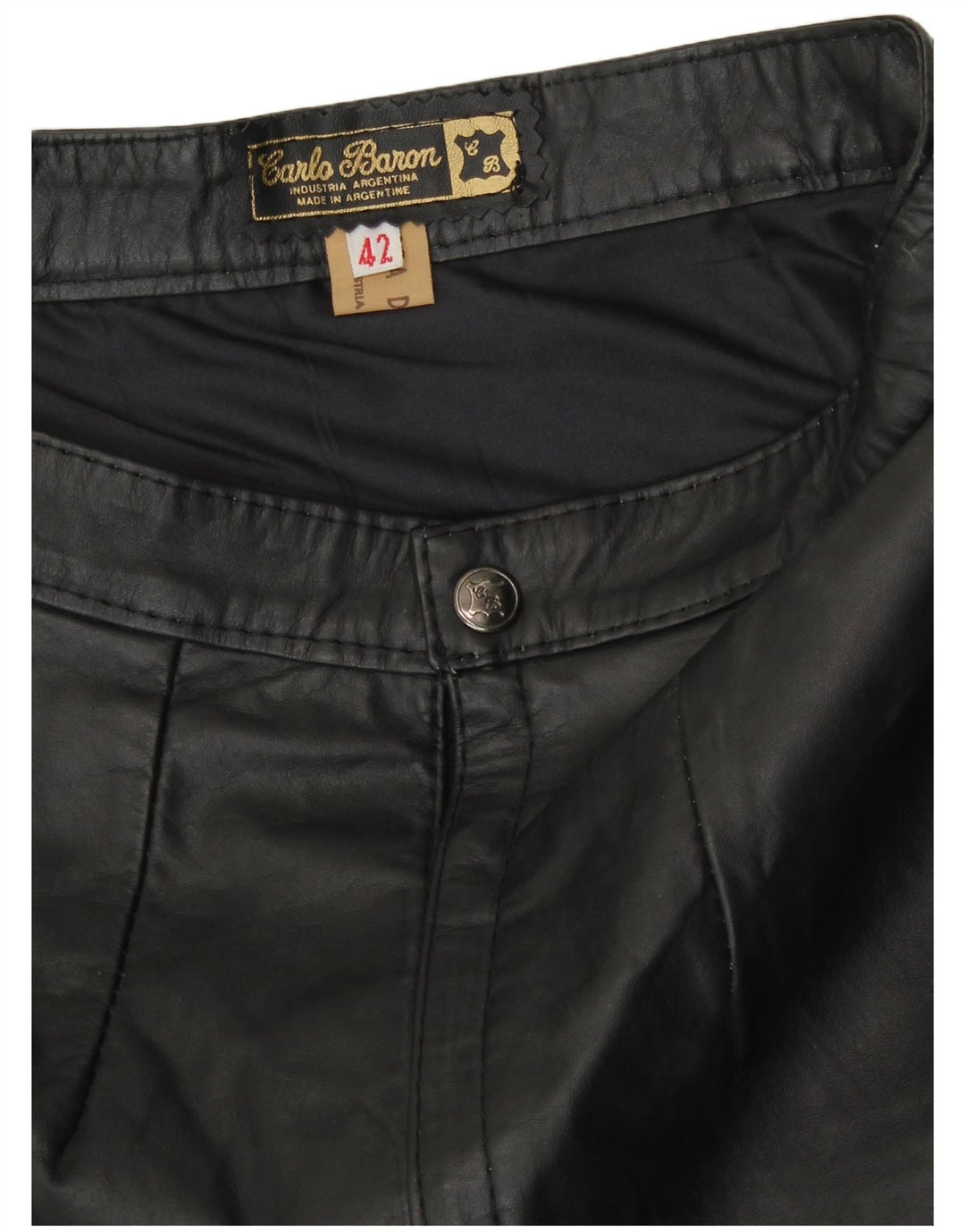 Saia de couro de cintura alta feminina vintage EU 42 couro preto grande