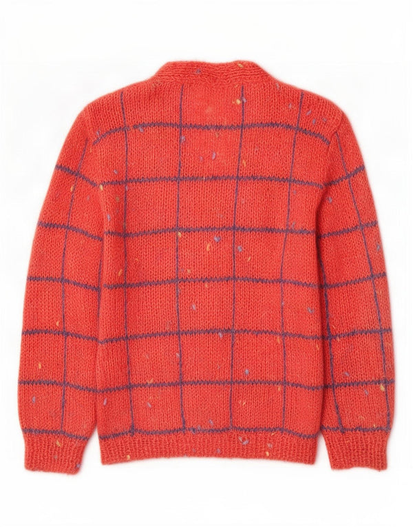 Vintage Womens Cardigan Sweater UK 14 Medium Pink Check