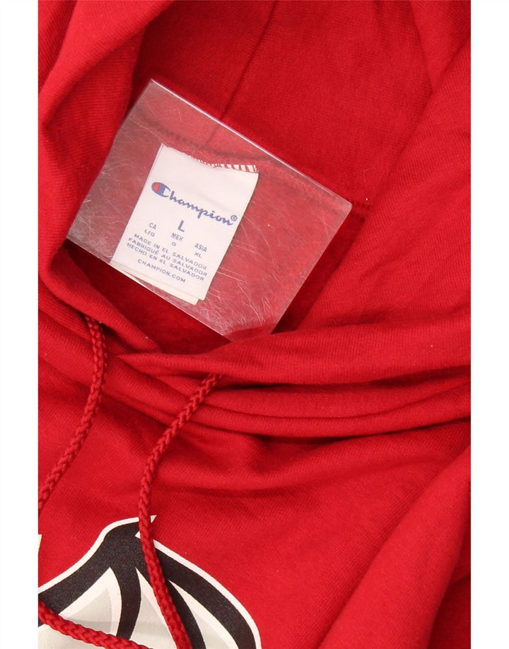 CHAMPION Suéter masculino com capuz gráfico grande algodão vermelho