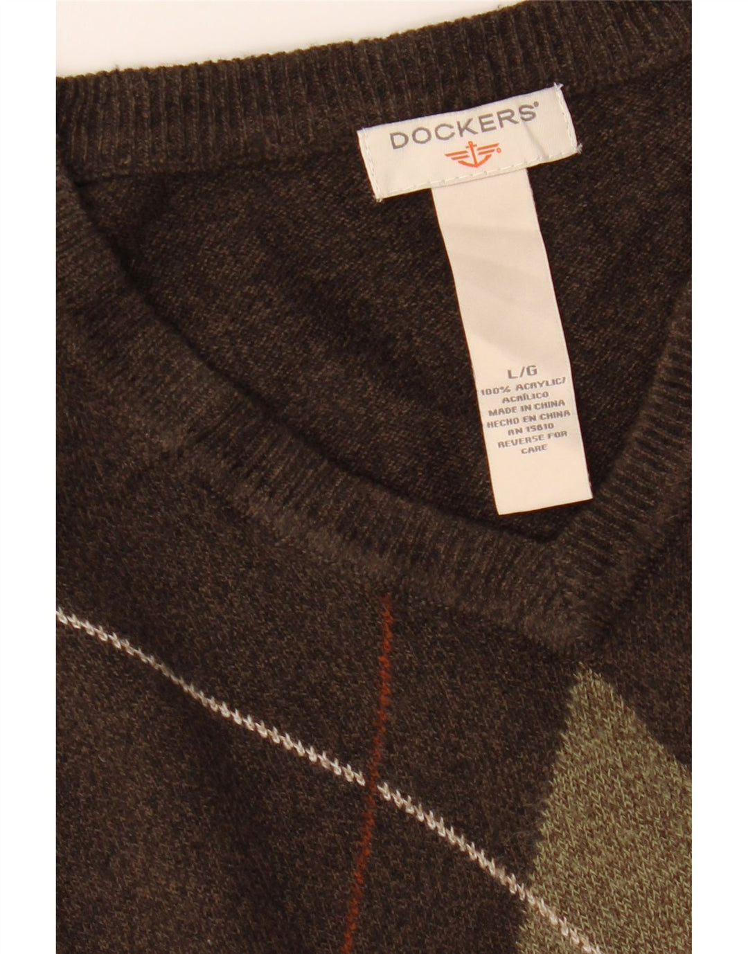 Regata masculina DOCKERS colete grande marrom argyle/acrílico diamante