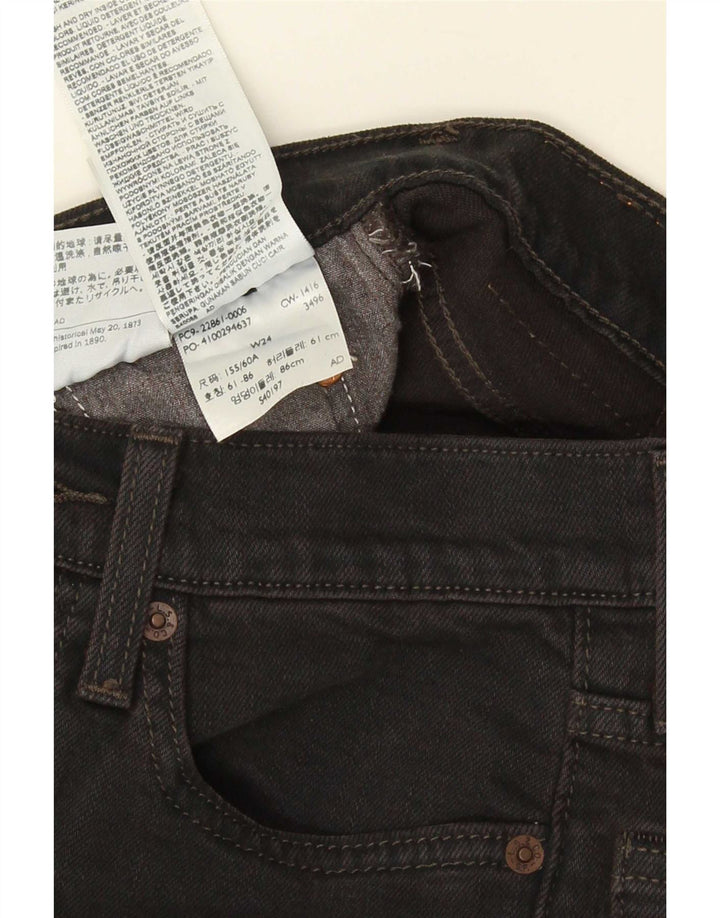 Jeans femininos Levi's Slim W24 L27 algodão preto