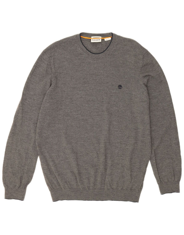 Suéter masculino TIMBERLAND com gola redonda 2XL lã Merino cinza