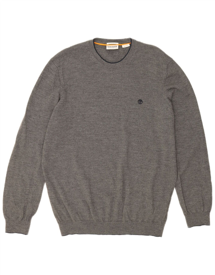 Suéter masculino TIMBERLAND com gola redonda 2XL lã Merino cinza