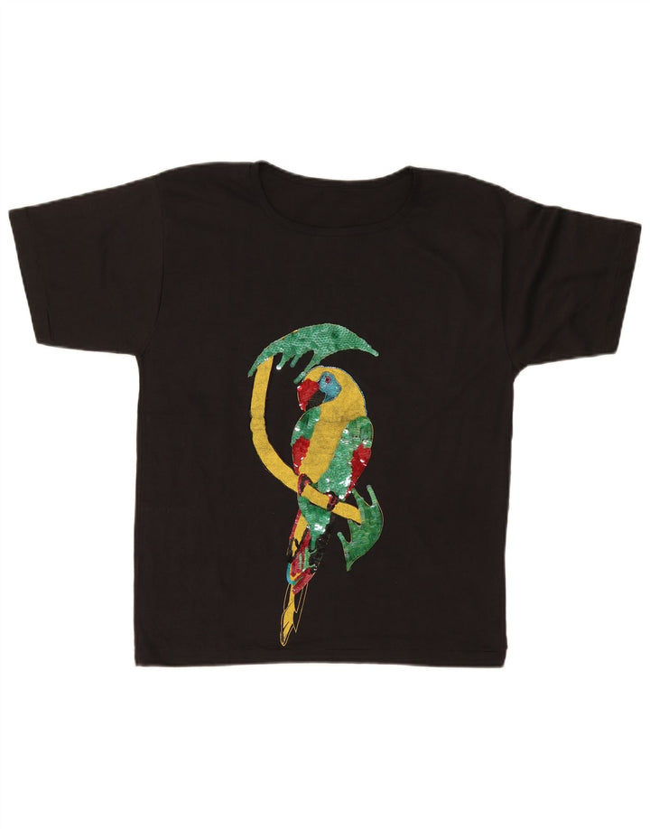 Camiseta feminina vintage com estampa gráfica UK 14 médio preto