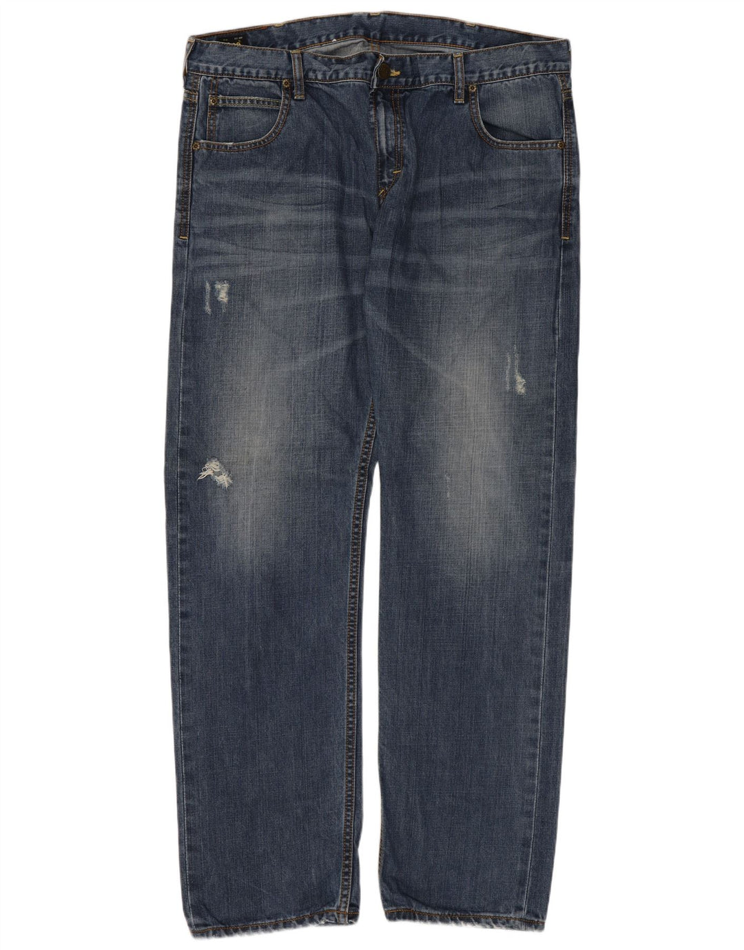 Lee Mens Knox Distressed Straight Jeans W38 L32 Azul Algodão