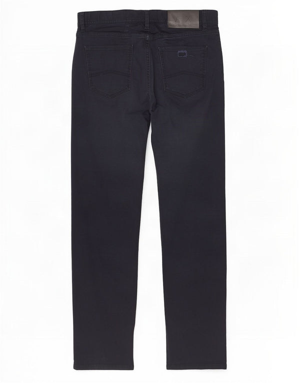 Armani Exchange masculino relaxado ajuste reto calças casuais W32 L31 azul marinho