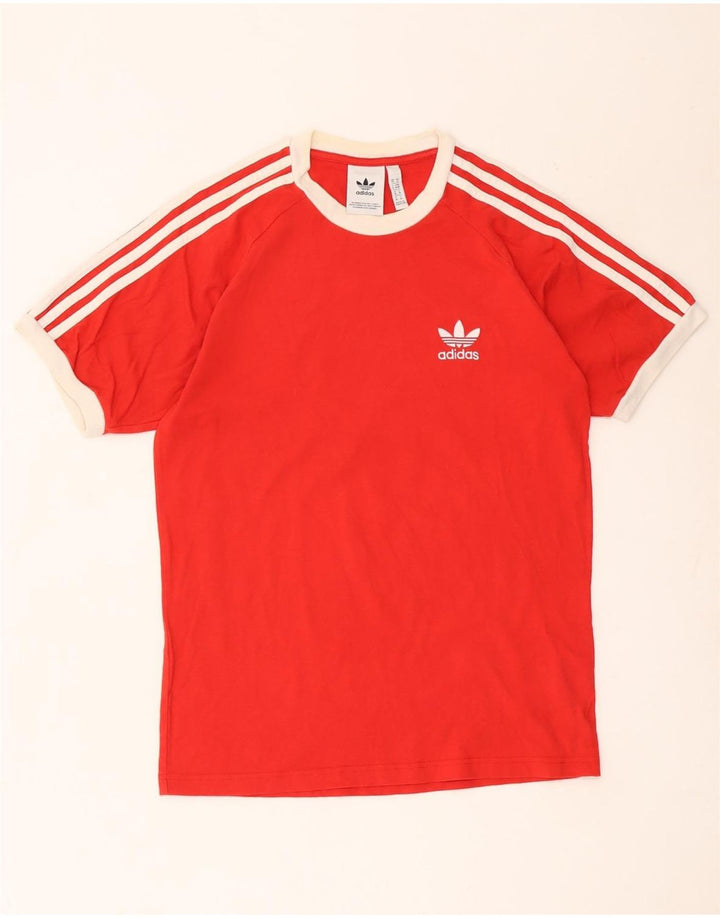 Adidas Mens Camiseta Top Médio Algodão Vermelho