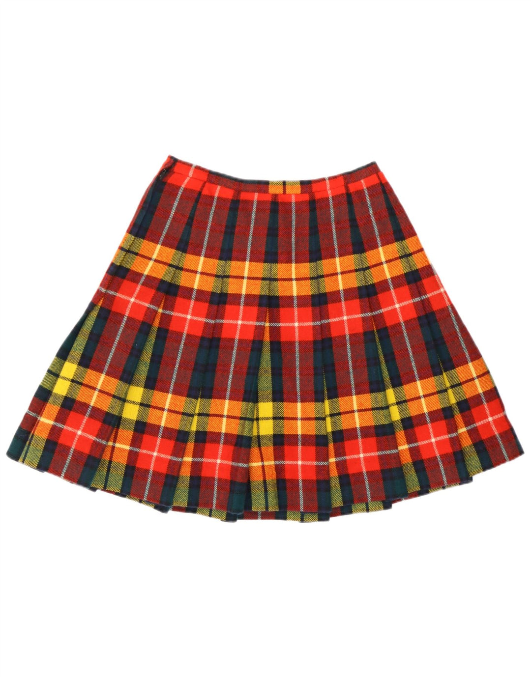 Saia plissada feminina vintage W26 pequena xadrez multicolorida