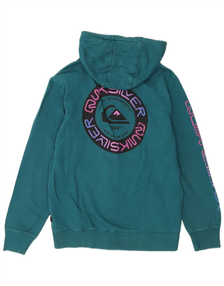Suéter masculino Quiksilver com capuz e zíper gráfico médio algodão azul