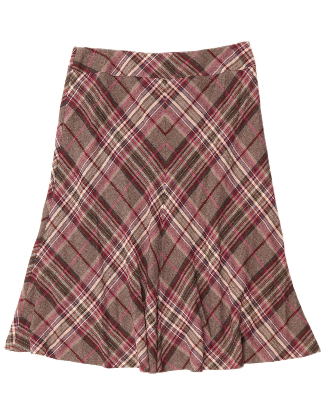 VIYELLA saia feminina evasê Reino Unido 16 grande W36 lã xadrez cinza