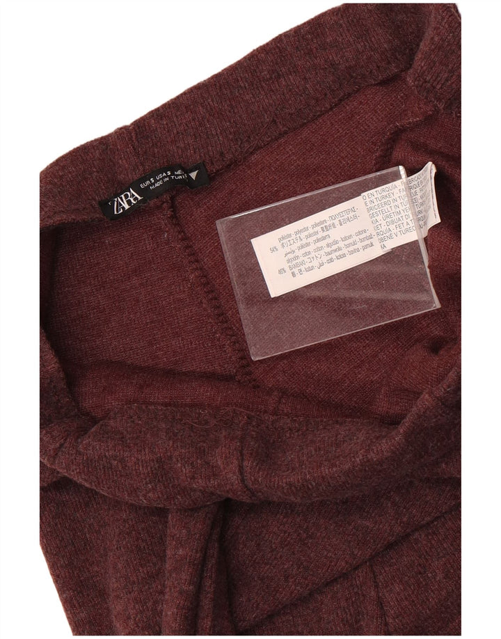 Calça de treino feminina ZARA UK 8 poliéster marrom pequeno