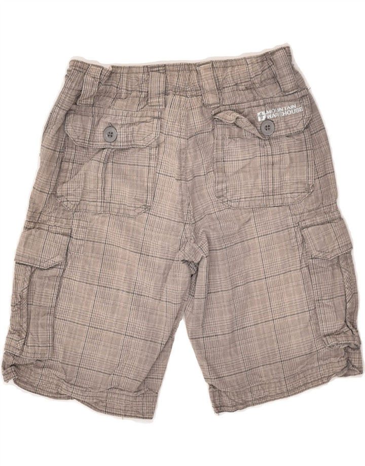 MOUNTAIN WAREHOUSE Shorts cargo masculino 7-8 anos W22 algodão xadrez cinza