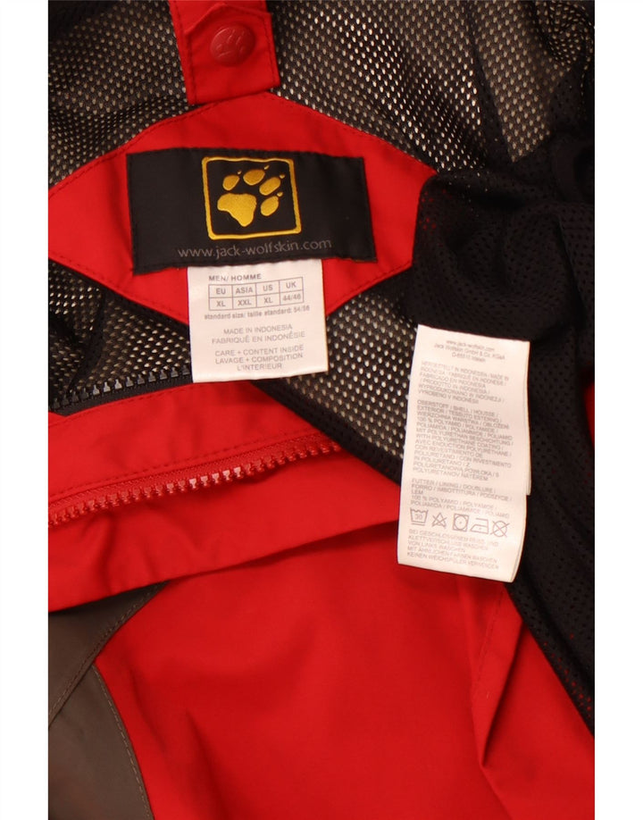 Jaqueta de chuva masculina JACK WOLFSKIN Reino Unido 44/46 XL vermelho colorblock poliamida