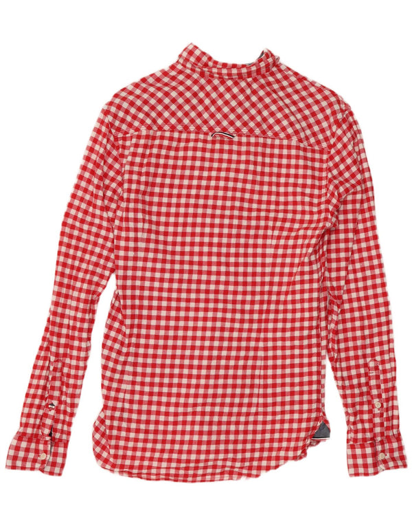 Camisa masculina de flanela Tommy Hilfiger Regular Fit pequena vermelha de algodão guingão