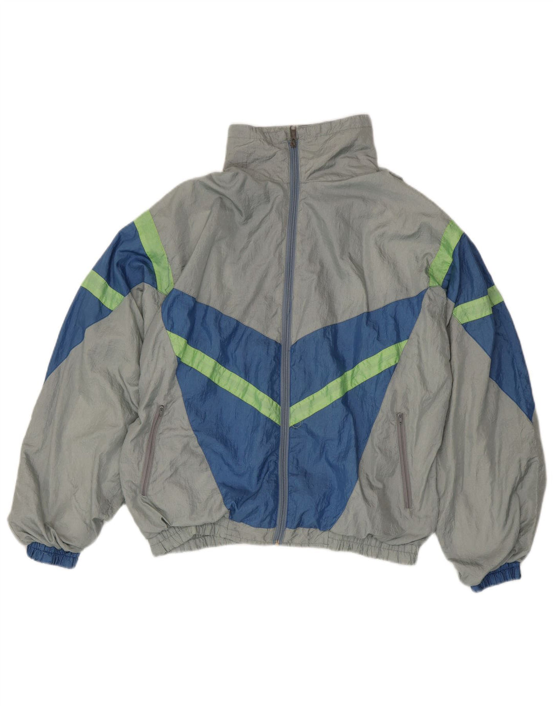 Fato de treino completo masculino vintage grande bloco colorido cinza Nylon