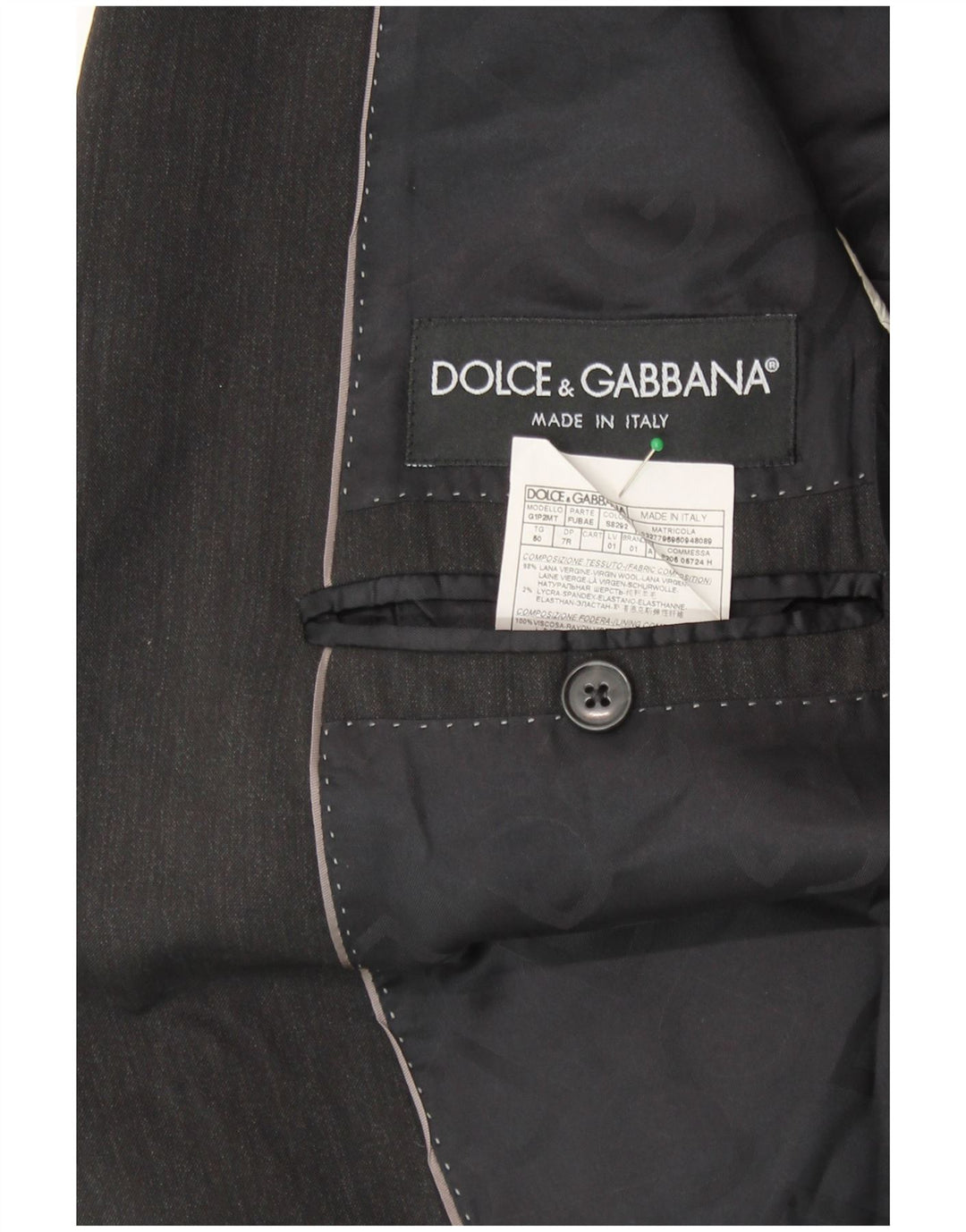 Jaqueta blazer masculina DOLCE & GABBANA com 2 botões IT 50 risca de giz cinza grande