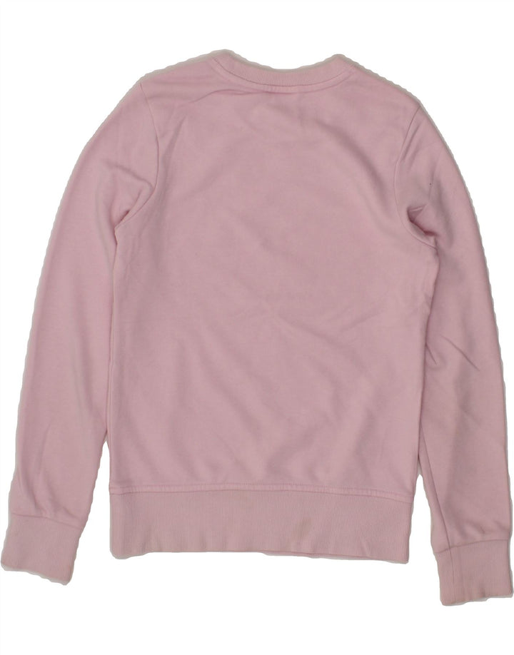 ADIDAS Girls Graphic Sweatshirt Jumper 9-10 Years Pink Vintage Adidas and Second-Hand Adidas from Messina Hembry 