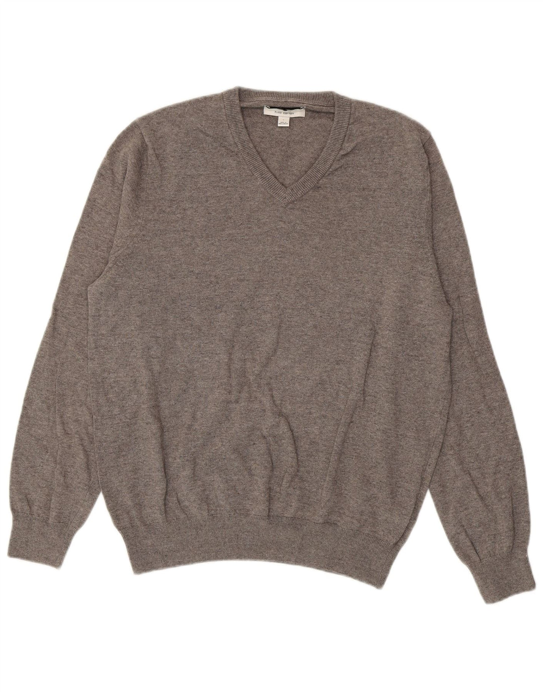 Suéter masculino Marks & Spencer com decote em V grande algodão cinza