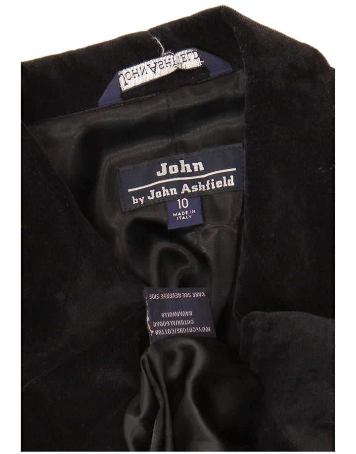 Sobretudo feminino de veludo John Ashfield Reino Unido 10 pequeno algodão preto