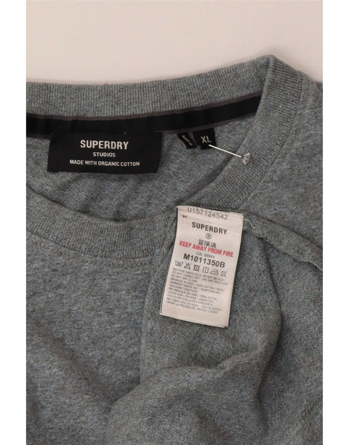 Camiseta masculina Superdry Top XL algodão manchado cinza