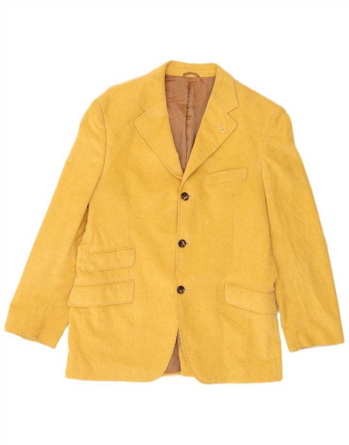 Jaqueta blazer masculina de veludo cotelê Brooksfield com 3 botões IT 48 algodão amarelo médio