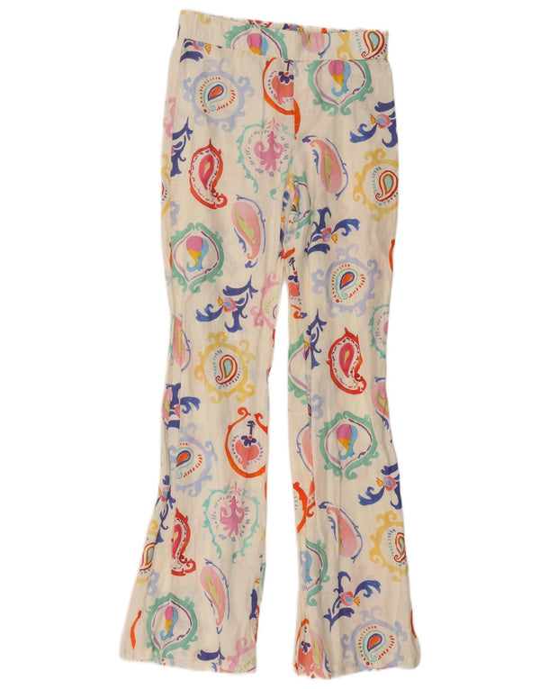 Calça feminina casual flare Zara pequena W26 L32 linho paisley multicolorido