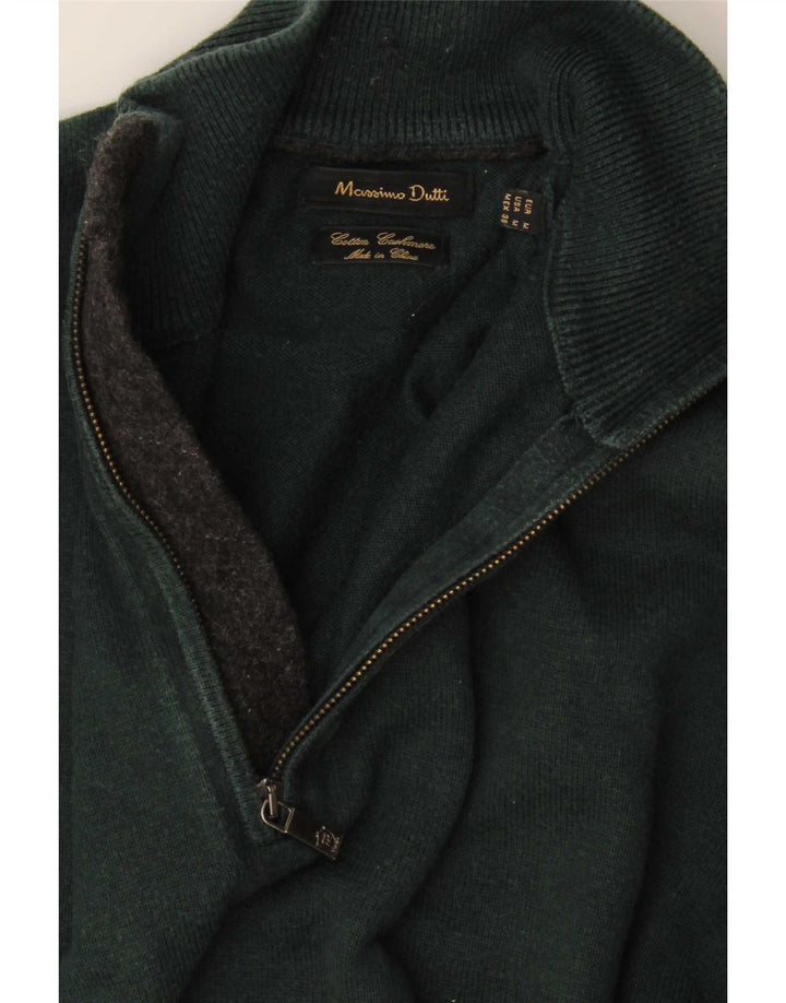 Suéter masculino Massimo Dutti com zíper e gola em algodão verde médio