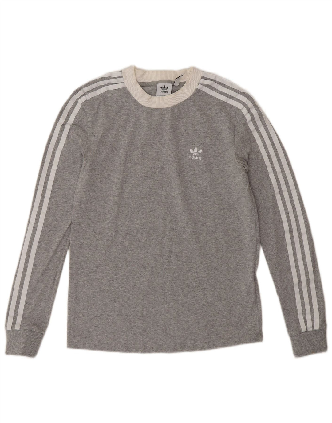 Top feminino Adidas manga comprida UK 8 pequeno algodão cinza