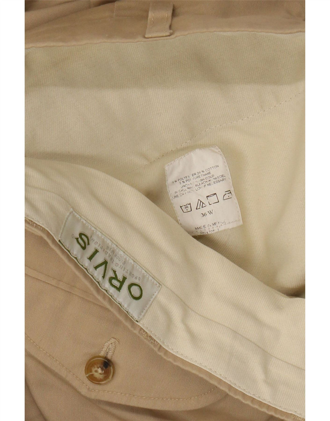 Calça Chino Reta Masculina Orvis W36 L30 Poliéster Bege