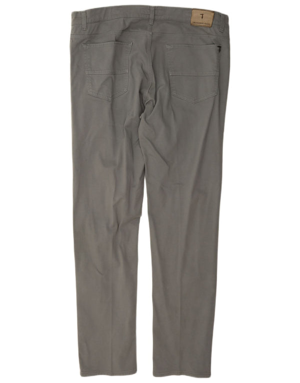 Trussardi Mens Slim Casual Trousers W40 L35 Grey Cotton