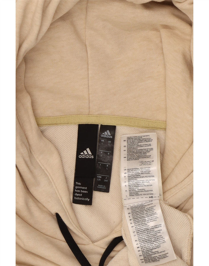 ADIDAS Mens Hoodie Jumper Grande Algodão Bege