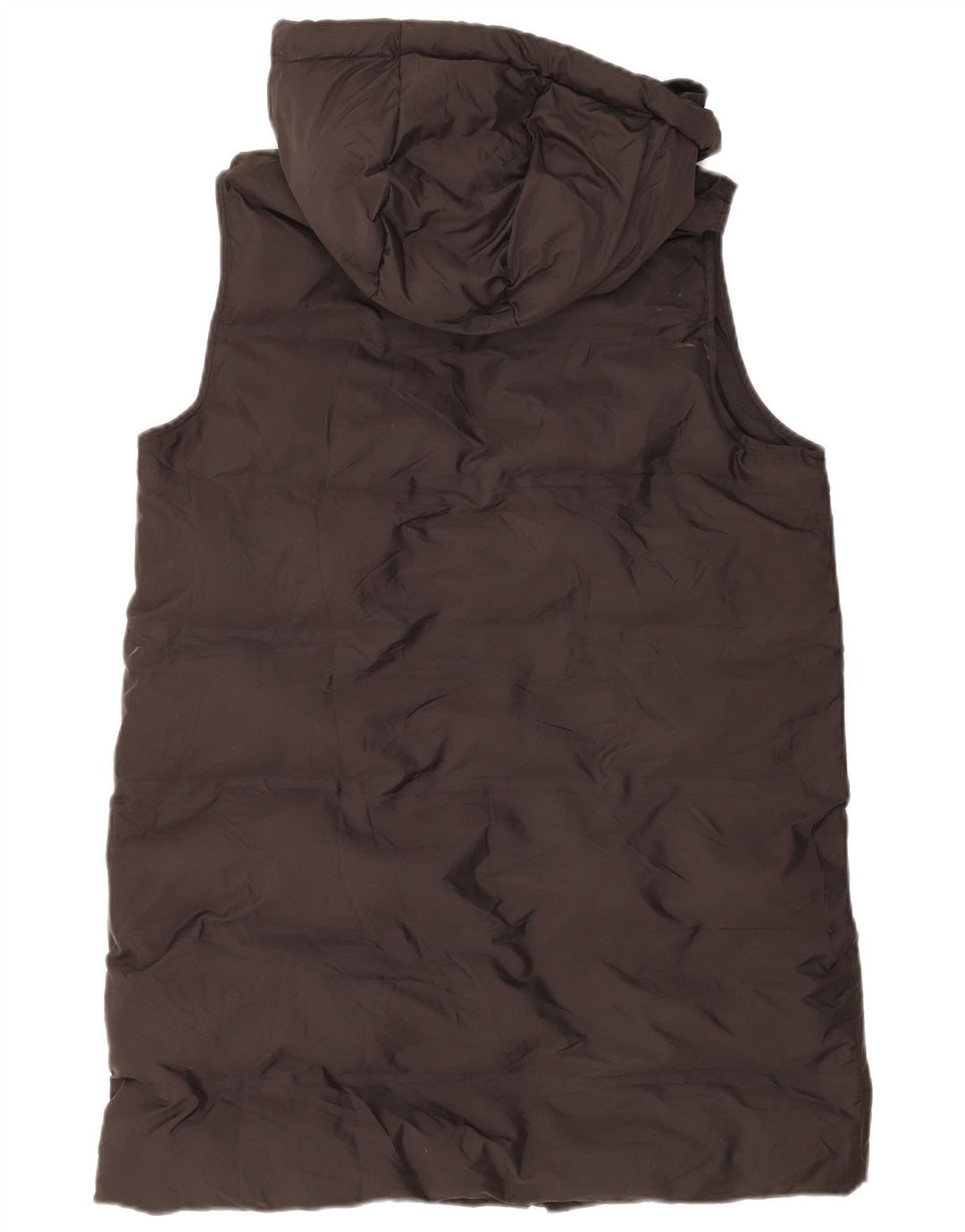 Casaco feminino Zara com capuz sem mangas acolchoado Reino Unido 16 grande poliéster preto