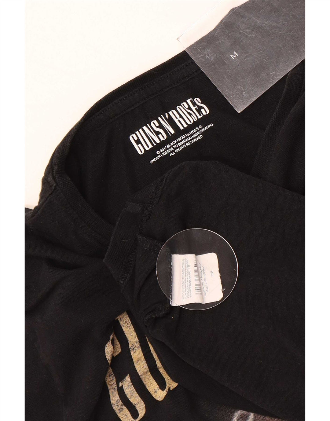 Camiseta gráfica masculina Guns N' Roses Top médio de algodão preto