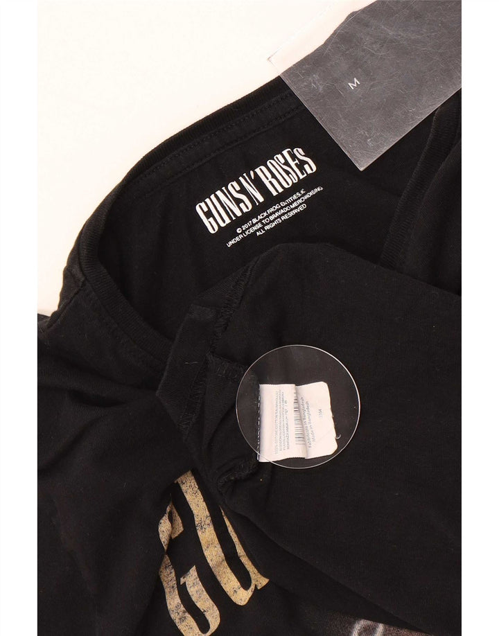 Camiseta gráfica masculina Guns N' Roses Top médio de algodão preto