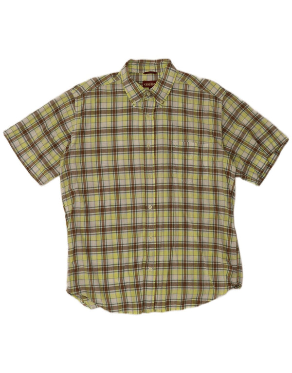 Camisa masculina de manga curta Carrera grande algodão xadrez verde