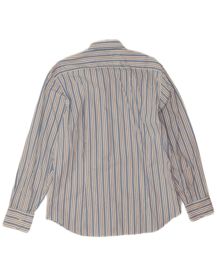 Camisa masculina Pierre Cardin tamanho 41 16 grande algodão listrado azul