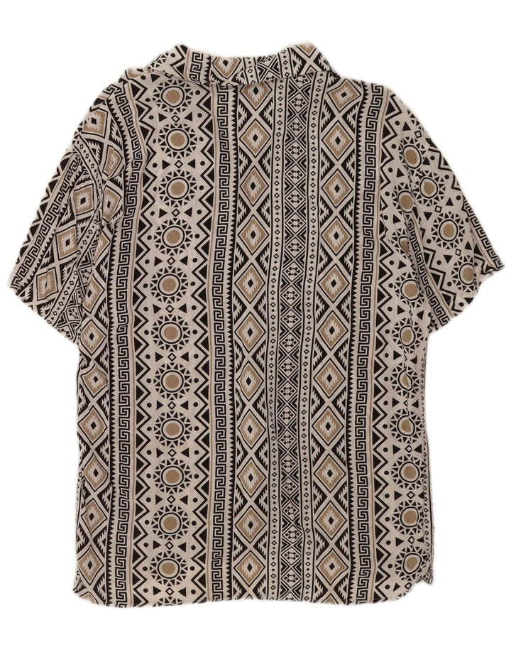 Camisa masculina de manga curta Jack & Jones pequena viscose geométrica branca